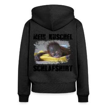 Mein kuschel Schlafshirt Affee baby Orang-Utan - Frauen Premium Bio Zip Hoodie - Schwarz - Hinten - Julia (174cm)