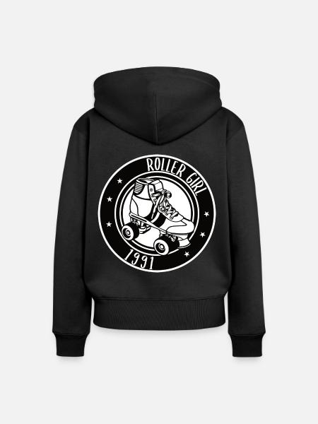 Roller Girl 1991 Geschenk - Frauen Premium Bio Zip Hoodie - Schwarz