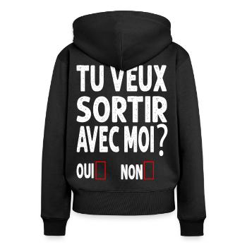 TU VEUX SORTIR AVEC MOI - Sweat à capuche zippé Premium bio Femme - noir - Dos - Julia (174cm)