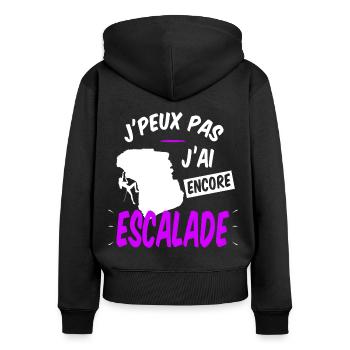 J'peux pas j'ai encore escalade - passion et sport - Sweat à capuche zippé Premium bio Femme - noir - Dos - Julia (174cm)