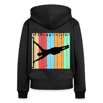 calisthenics body weight dips klimmzug bars calist - Frauen Premium Bio Zip Hoodie - Schwarz - Hinten - Julia (174cm)