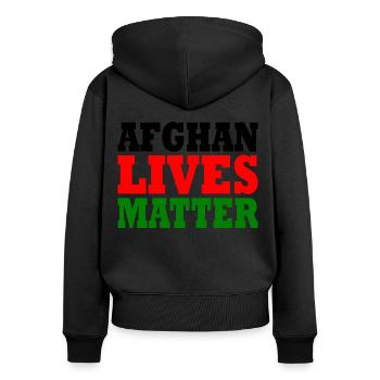 Afghan lives matter - Frauen Premium Bio Zip Hoodie - Schwarz - Hinten - Julia (174cm)