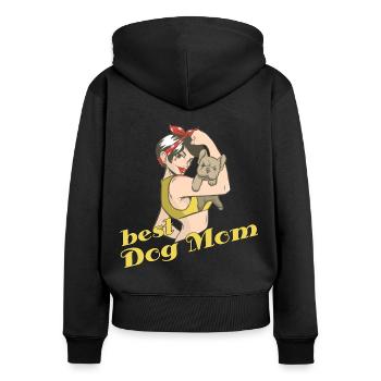 Best Dog Mom. - Frauen Premium Bio Zip Hoodie - Schwarz - Hinten - Julia (174cm)