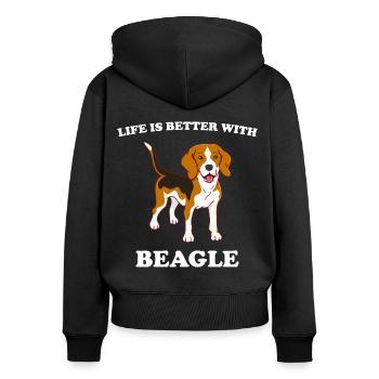 Life is better with beagle - Sweat à capuche zippé Premium bio Femme - noir - Dos - Julia (174cm)