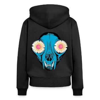 Dark Tier Hund Schädel Skull Fantasy Grufti Gothic - Frauen Premium Bio Zip Hoodie - Schwarz - Hinten - Julia (174cm)