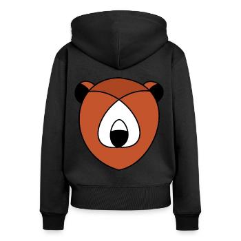Bär Wald Bärchen - Frauen Premium Bio Zip Hoodie - Schwarz - Hinten - Julia (174cm)