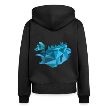 Islande carte - carte - ISLANDE - géométrique - Sweat à capuche zippé Premium bio Femme - noir - Dos - Julia (174cm)