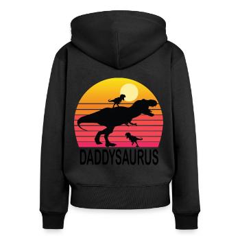 Daddysaurus Dinosaurier Dino Vater Dad Papa Shirt - Frauen Premium Bio Zip Hoodie - Schwarz - Hinten - Julia (174cm)