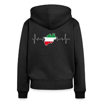 NRW Nordrhein-Westfalen Liebe Heimat - Frauen Premium Bio Zip Hoodie - Schwarz - Hinten - Julia (174cm)