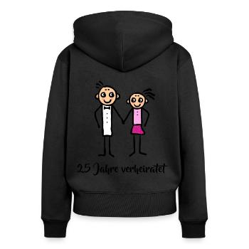 Hochzeitstag Paar 25 Jahre verheiratet - Frauen Premium Bio Zip Hoodie - Schwarz - Hinten - Julia (174cm)