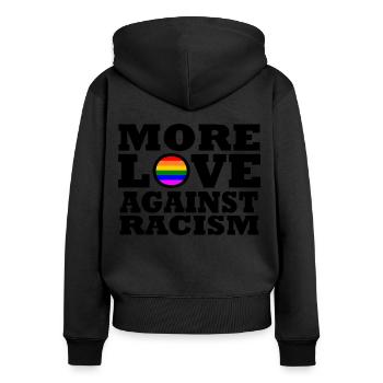 More Love Against Racism - Women's Premium Organic Zip Hoodie - black - Back - Julia (174cm)