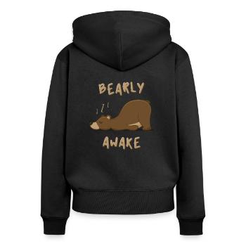 Bearly Awake - Cute Bear - Women's Premium Organic Zip Hoodie - black - Back - Julia (174cm)