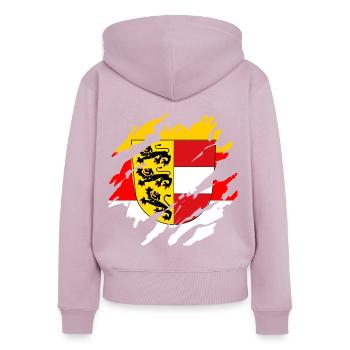 Véritables T klagenfurt & Carinthie Patriotes & Vacanciers - Sweat à capuche zippé Premium bio Femme - rose poudré - Dos - Julia (174cm)