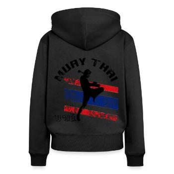 Muay Thai - Women's Premium Organic Zip Hoodie - black - Back - Julia (174cm)