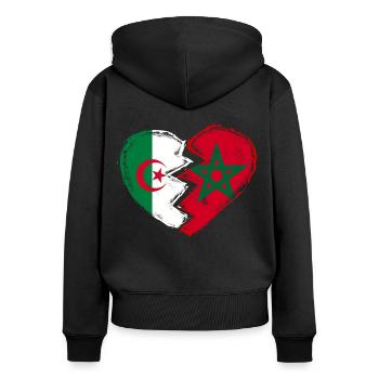 Maroc Algérie - Sweat à capuche zippé Premium bio Femme - noir - Dos - Julia (174cm)