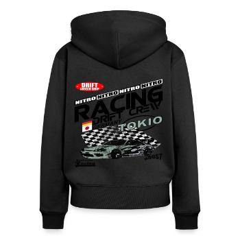 Racing "Drifting" - Frauen Premium Bio Zip Hoodie - Schwarz - Hinten - Julia (174cm)