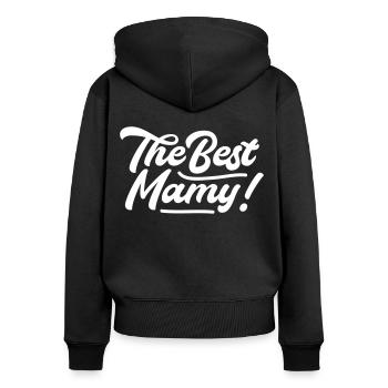 The Best Mamy - Frauen Premium Bio Zip Hoodie - Schwarz - Hinten - Julia (174cm)