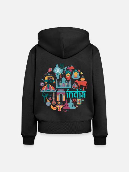 Indien - Frauen Premium Bio Zip Hoodie - Schwarz