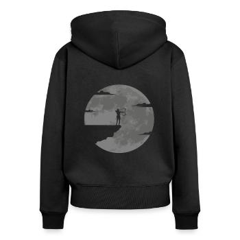 Bogenschießen Bogenschiessen Bogensport - Frauen Premium Bio Zip Hoodie - Schwarz - Hinten - Julia (174cm)