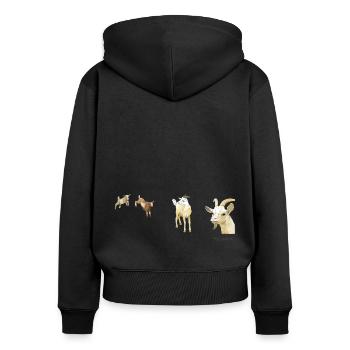 Ziegen - Frauen Premium Bio Zip Hoodie - Schwarz - Hinten - Julia (174cm)