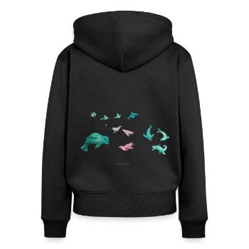 Robben - Frauen Premium Bio Zip Hoodie - Schwarz - Hinten - Julia (174cm)