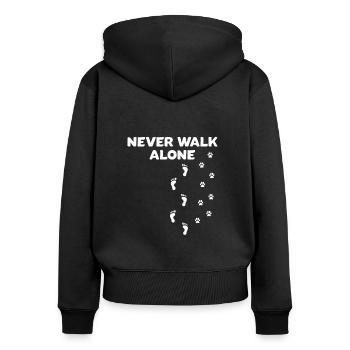 You never walk alone Geschenk Hund Gassi gehen - Frauen Premium Bio Zip Hoodie - Schwarz - Hinten - Julia (174cm)