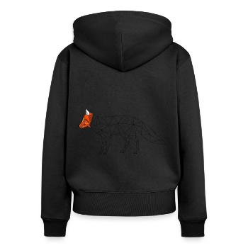 Fuchs geometrisch low poly bunter Kopf 3D Geschenk - Frauen Premium Bio Zip Hoodie - Schwarz - Hinten - Julia (174cm)