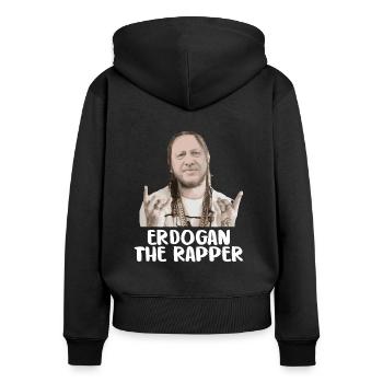 Erdogan Diktator Geschenk Türkei - Frauen Premium Bio Zip Hoodie - Schwarz - Hinten - Julia (174cm)