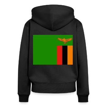 Flag of Zambia (zm) - Women's Premium Organic Zip Hoodie - black - Back - Julia (174cm)