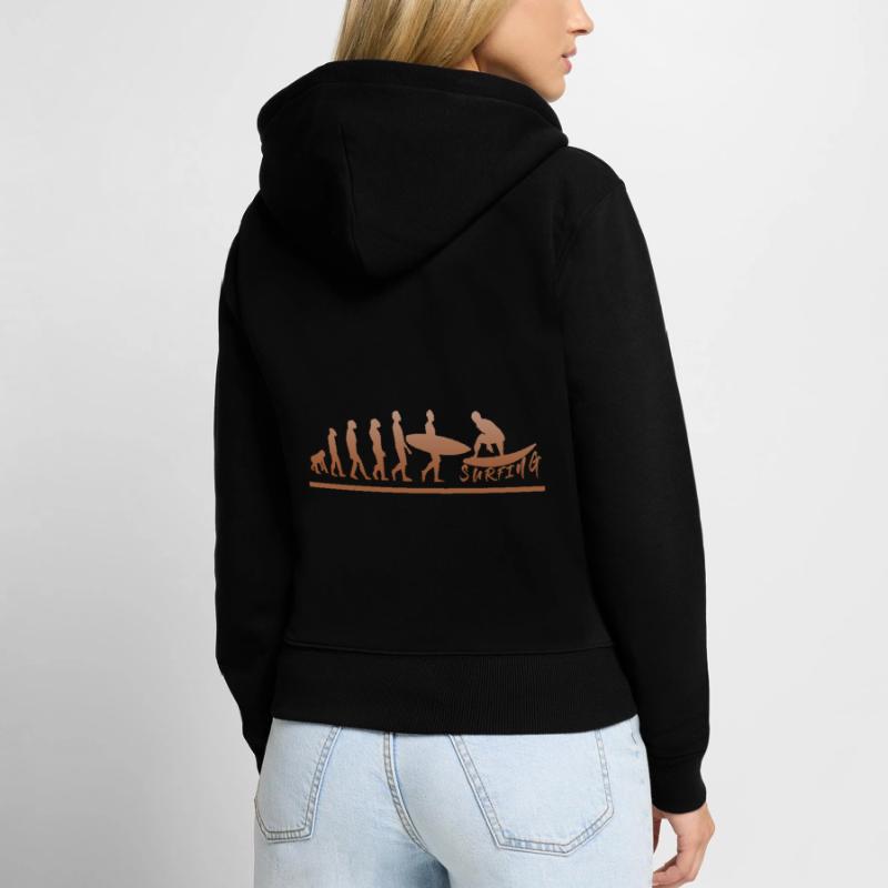 Surfen bis zur Evolution - Surfing until evolution Frauen Premium Bio Zip Hoodie