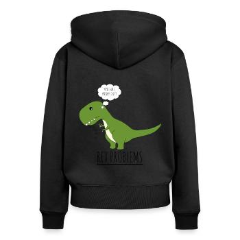 T-Rex Dinosaurier Fleischfresser Telefon Geschenk - Frauen Premium Bio Zip Hoodie - Schwarz - Hinten - Julia (174cm)