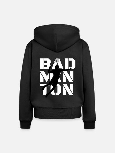 Badminton - Frauen Premium Bio Zip Hoodie - Schwarz