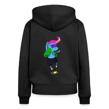 Conte de fées Licorne Idée cadeau coloré - Sweat à capuche zippé Premium bio Femme - noir - Dos - Julia (174cm)