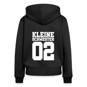 Petite sœur Partnershirt Look partenaire - Sweat à capuche zippé Premium bio Femme - noir - Dos - Julia (174cm)