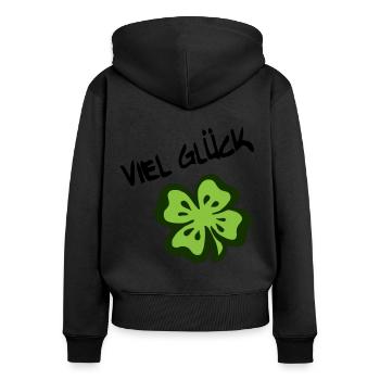 GOOD LUCK! Four-leaf clover - Women's Premium Organic Zip Hoodie - black - Back - Julia (174cm)