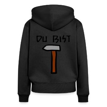 Du bist Hammer Lustiger Witziger Spruch Handwerker - Frauen Premium Bio Zip Hoodie - Schwarz - Hinten - Julia (174cm)