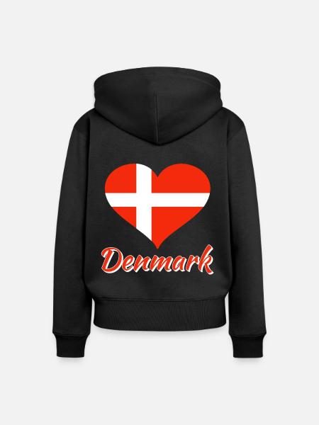 Denmark - Frauen Premium Bio Zip Hoodie - Schwarz