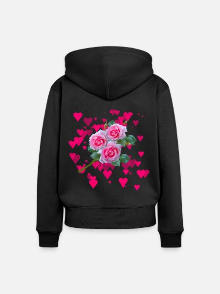 Blumenstrauß - Frauen Premium Bio Zip Hoodie - Schwarz