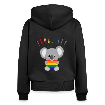 Equality LGBT Koala Gay Pride CSD Wortspiel - Frauen Premium Bio Zip Hoodie - Schwarz - Hinten - Julia (174cm)