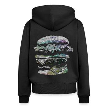 Hamburger - Sweat à capuche zippé Premium bio Femme - noir - Dos - Julia (174cm)