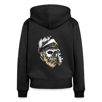 Kapitän Captain - Frauen Premium Bio Zip Hoodie - Schwarz - Hinten - Julia (174cm)