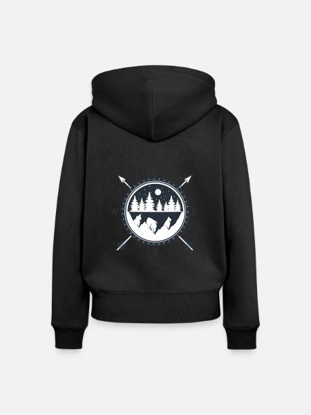 Kompass - Frauen Premium Bio Zip Hoodie - Schwarz