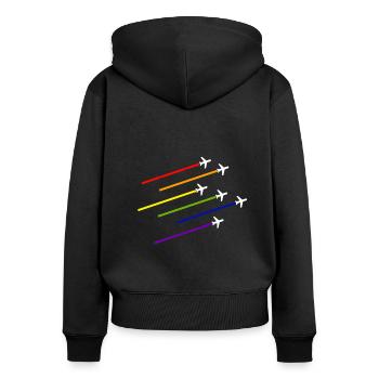 LGBT Cabin Crew Aviation CSD Gay Pride - Frauen Premium Bio Zip Hoodie - Schwarz - Hinten - Julia (174cm)