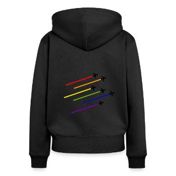 LGBT Cabin Crew Aviation CSDGay Pride - Frauen Premium Bio Zip Hoodie - Schwarz - Hinten - Julia (174cm)