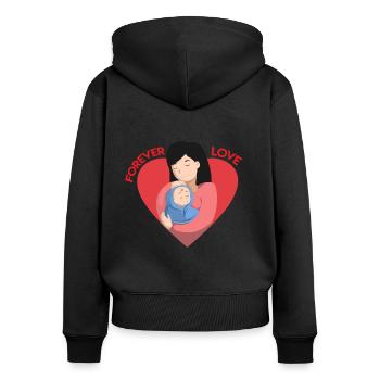 Forever Love Baby Mutter - Frauen Premium Bio Zip Hoodie - Schwarz - Hinten - Julia (174cm)