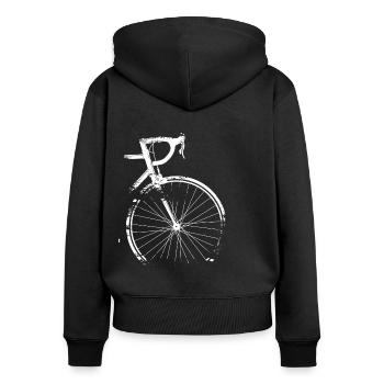 Road Bike Grunge - Frauen Premium Bio Zip Hoodie - Schwarz - Hinten - Julia (174cm)