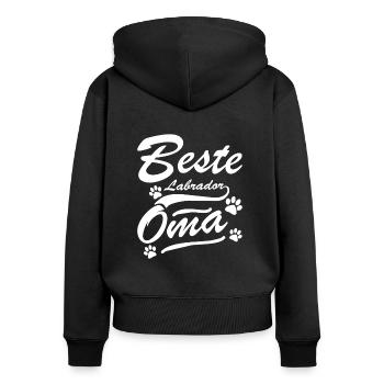 Labrador Oma Geschenk für Frauchen Grossmutter - Frauen Premium Bio Zip Hoodie - Schwarz - Hinten - Julia (174cm)