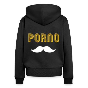 Porno mustache - Frauen Premium Bio Zip Hoodie - Schwarz - Hinten - Julia (174cm)
