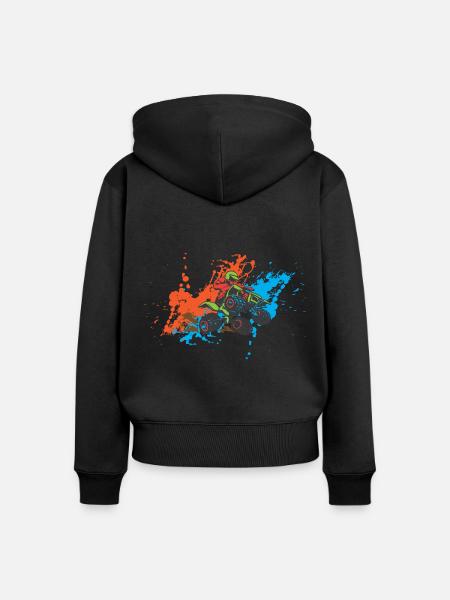 Quad - Frauen Premium Bio Zip Hoodie - Schwarz