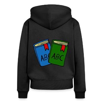 Schulbücher, Erste Klasse, Kinder - Frauen Premium Bio Zip Hoodie - Schwarz - Hinten - Julia (174cm)